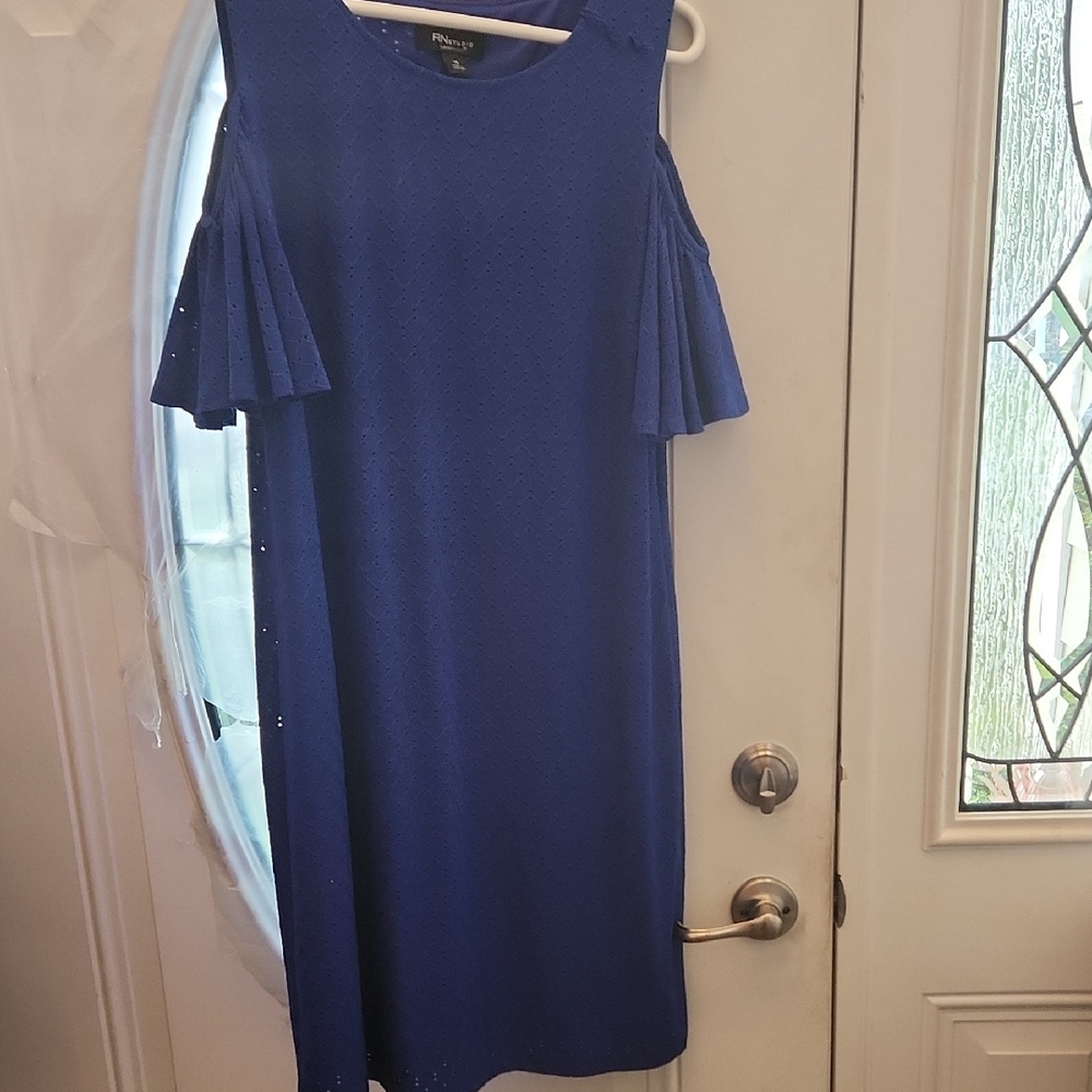 Rn Studio Cobalt Blue Short Sleeve Cold Shoulder  Dress